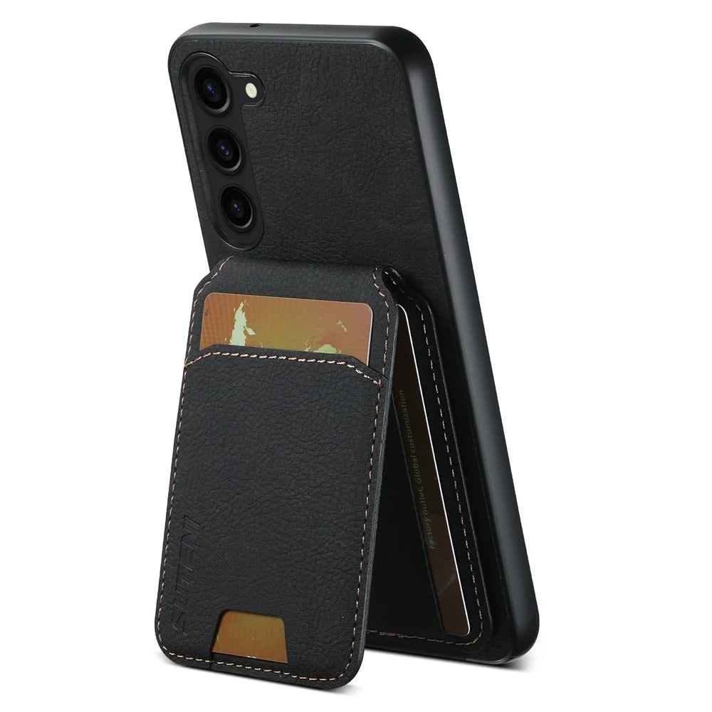 SUTENI H02 For Samsung Galaxy S23+ Phone Case Kickstand Cover Card Slots - Black - 3