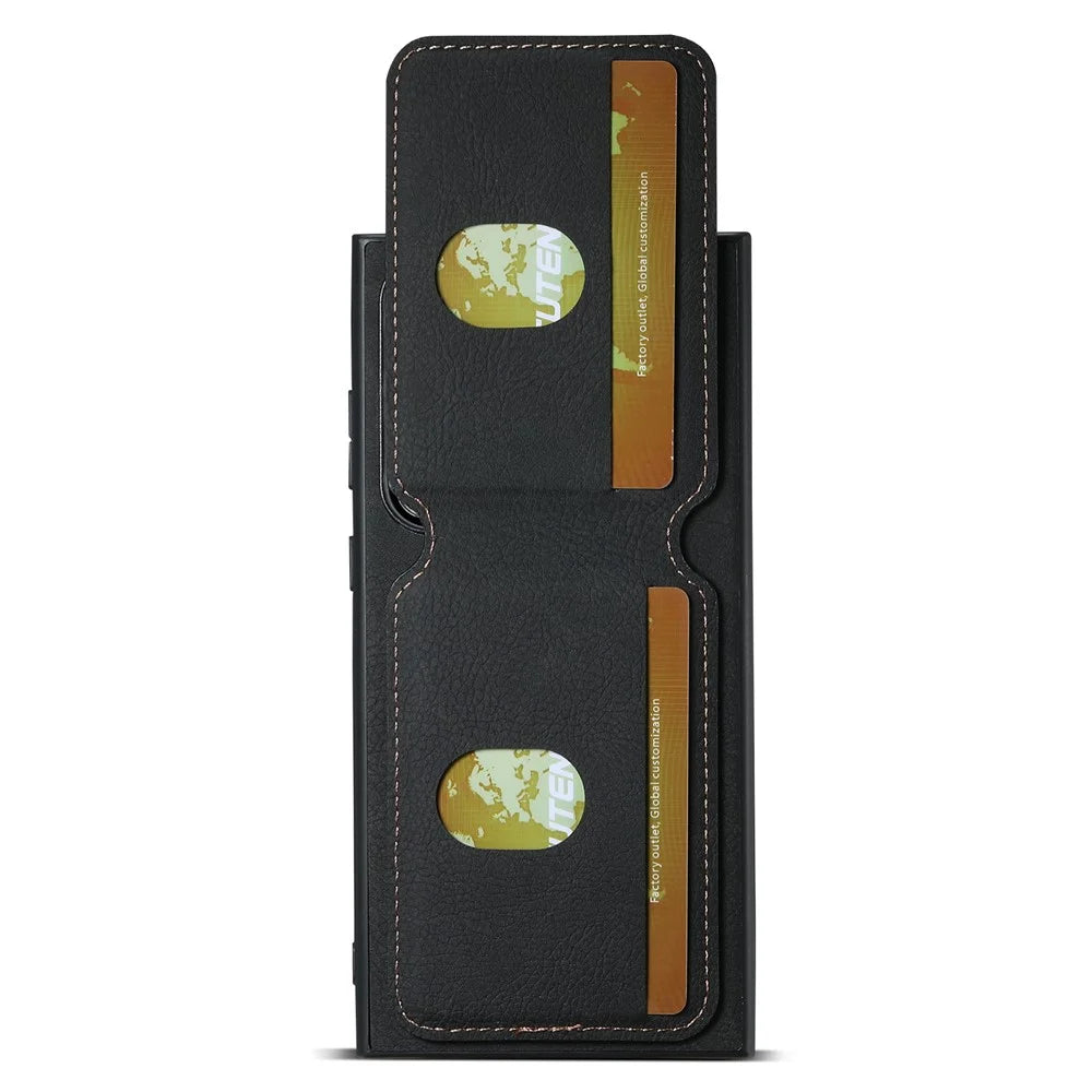 SUTENI H02 For Samsung Galaxy S23 Ultra Kickstand Case Card Slots Leather Back Cover - Black - 2