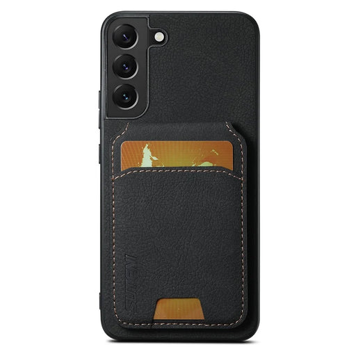 SUTENI H02 For Samsung Galaxy S22+ 5G Litchi Texture Leather+TPU Case Card Slots - Black - 1