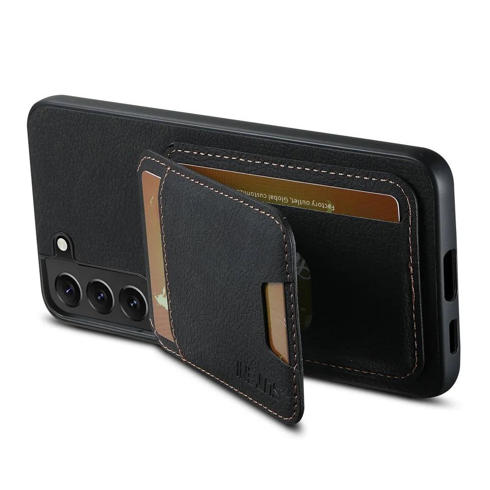 SUTENI H02 For Samsung Galaxy S22+ 5G Litchi Texture Leather+TPU Case Card Slots - Black - 4
