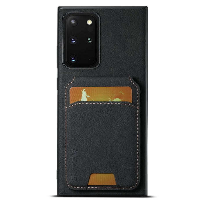 SUTENI H02 For Samsung Galaxy Note20 Ultra 5G / Note20 Ultra Kickstand Phone Case with Card Slots - Black - 1