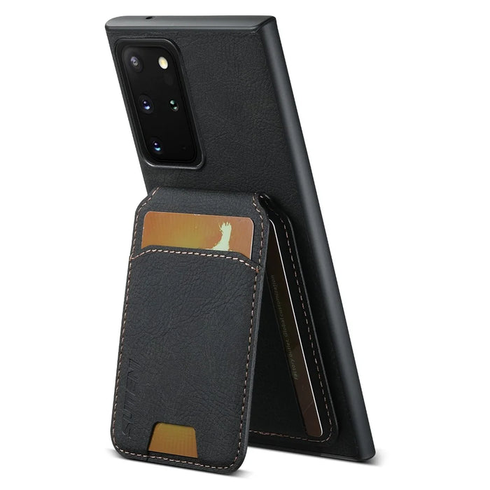 SUTENI H02 For Samsung Galaxy Note20 Ultra 5G / Note20 Ultra Kickstand Phone Case with Card Slots - Black - 3