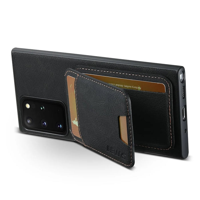 SUTENI H02 For Samsung Galaxy Note20 Ultra 5G / Note20 Ultra Kickstand Phone Case with Card Slots - Black - 4