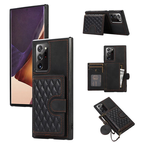 For Samsung Galaxy Note20 Ultra 5G / Note20 Ultra Shoulder Phone Pouch Card Case TPU+PU Leather Cover - Black - 1