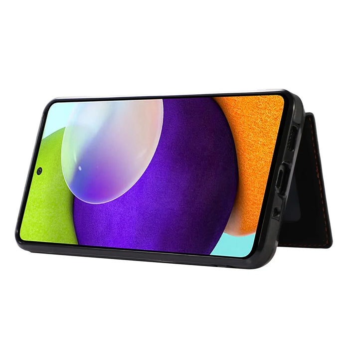 For Samsung Galaxy A13 4G / 5G Cell Phone Case Card Holder TPU+PU Leather Phone Shell - Black - 3