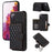 For Samsung Galaxy S20 FE 2022 / S20 FE / S20 FE 5G / S20 Lite Case Card Holder TPU+PU Leather Phone Shell - Black - 1