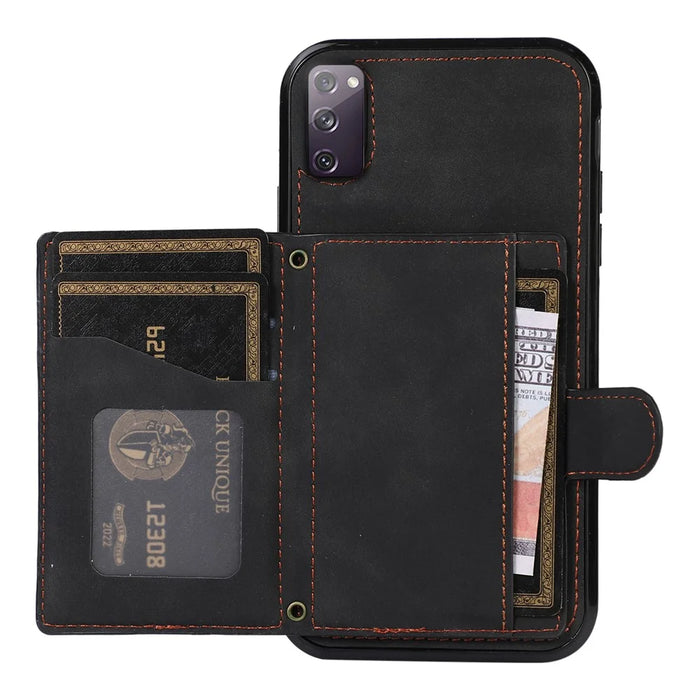 For Samsung Galaxy S20 FE 2022 / S20 FE / S20 FE 5G / S20 Lite Case Card Holder TPU+PU Leather Phone Shell - Black - 2