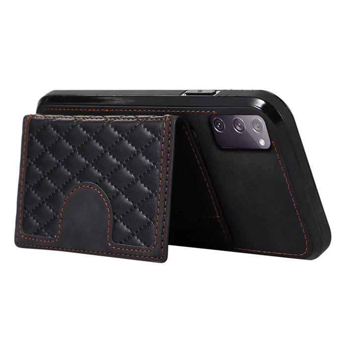 For Samsung Galaxy S20 FE 2022 / S20 FE / S20 FE 5G / S20 Lite Case Card Holder TPU+PU Leather Phone Shell - Black - 4