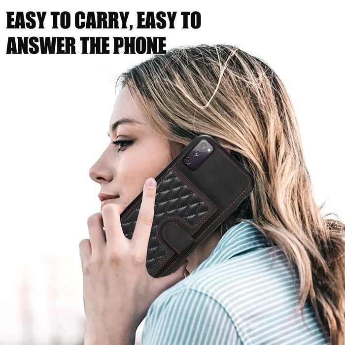 For Samsung Galaxy S20 FE 2022 / S20 FE / S20 FE 5G / S20 Lite Case Card Holder TPU+PU Leather Phone Shell - Black - 7