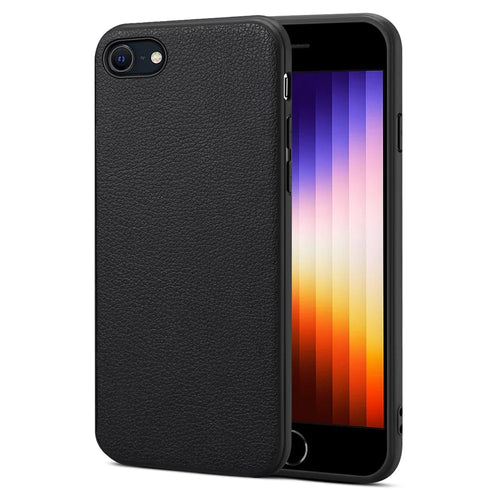 For iPhone 7 4.7 inch / 8 4.7 inch / SE (2020) / SE (2022) Cell Phone Case Calf Texture PC+TPU+PU Leather Cover - Black - 1