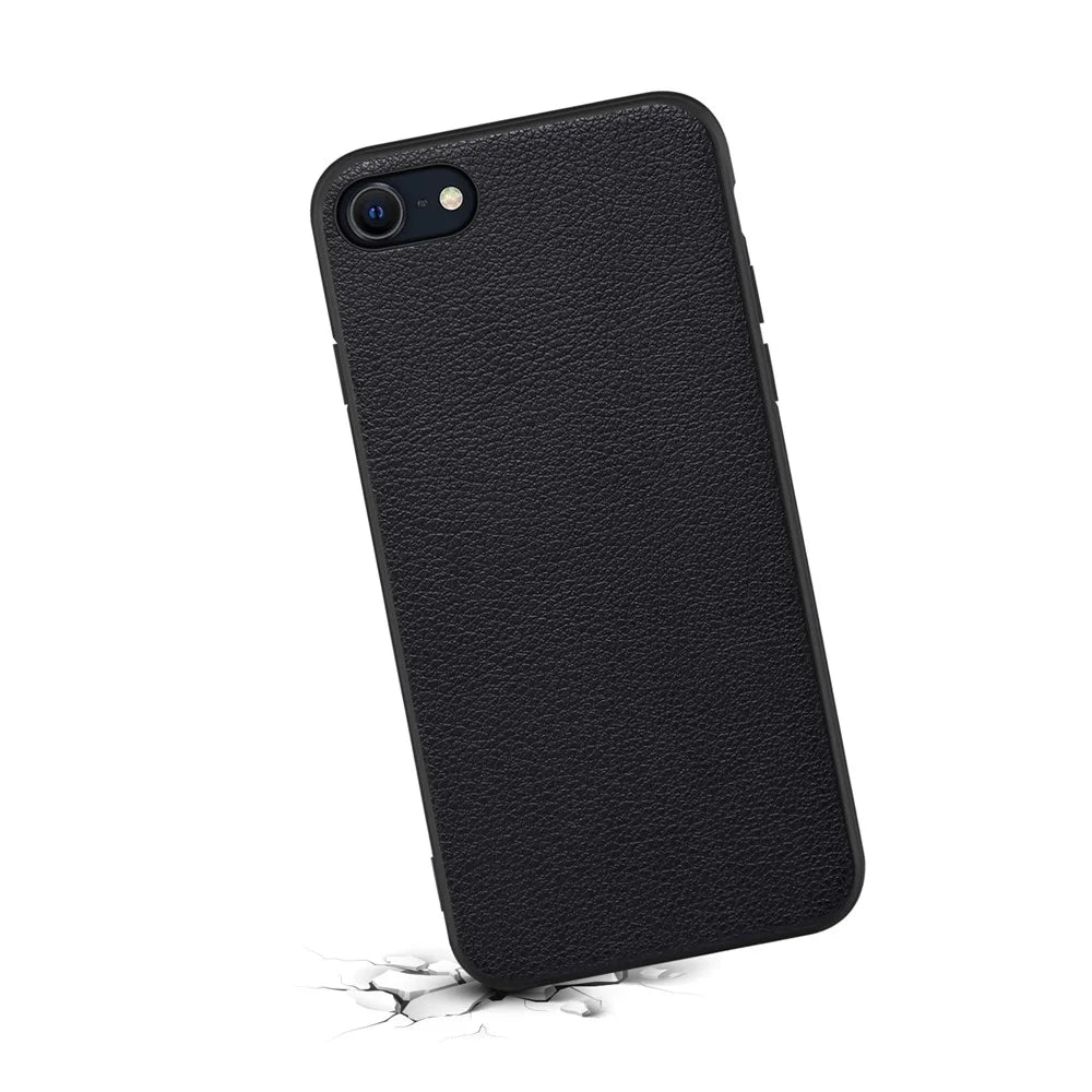 For iPhone 7 4.7 inch / 8 4.7 inch / SE (2020) / SE (2022) Cell Phone Case Calf Texture PC+TPU+PU Leather Cover - Black - 2