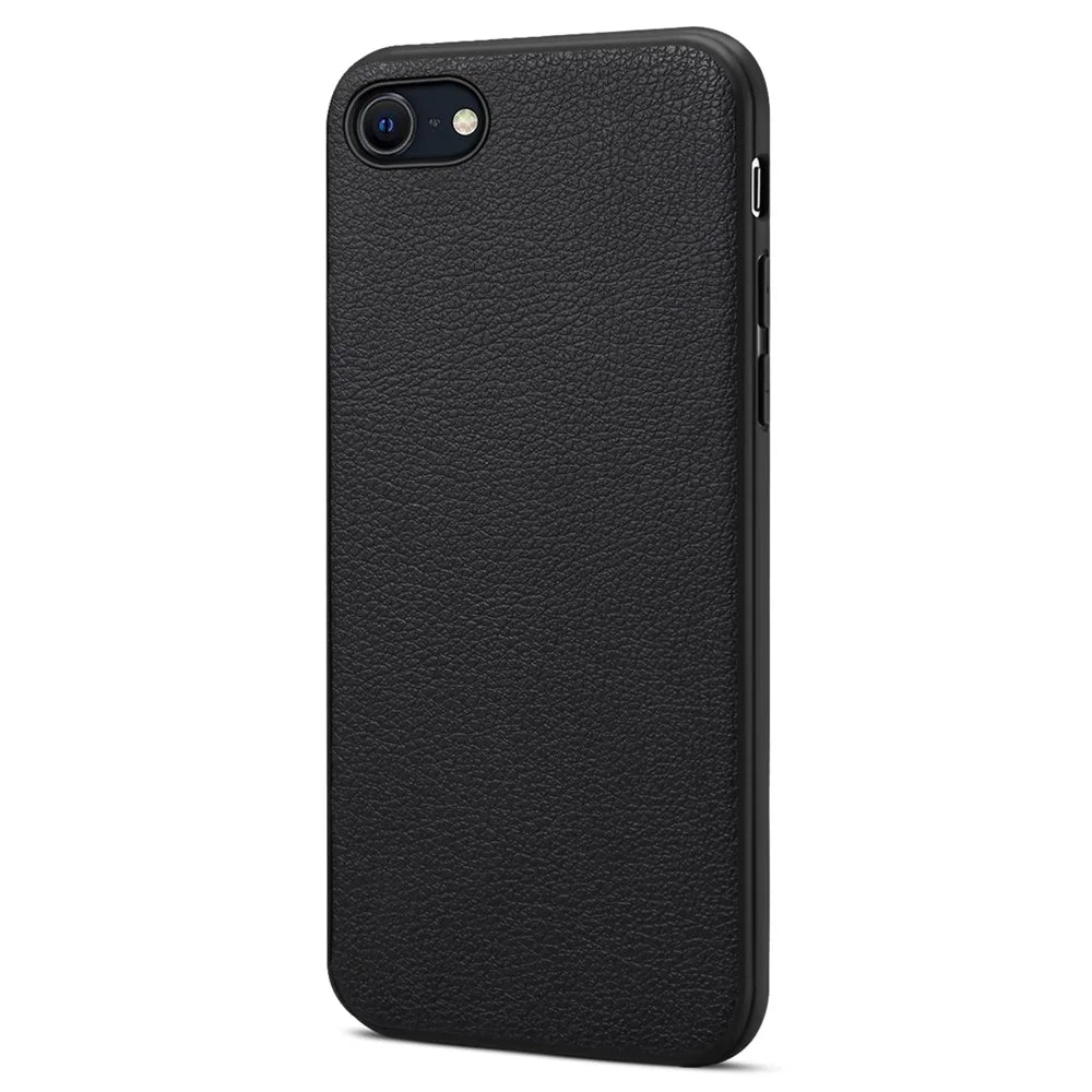 For iPhone 7 4.7 inch / 8 4.7 inch / SE (2020) / SE (2022) Cell Phone Case Calf Texture PC+TPU+PU Leather Cover - Black - 4