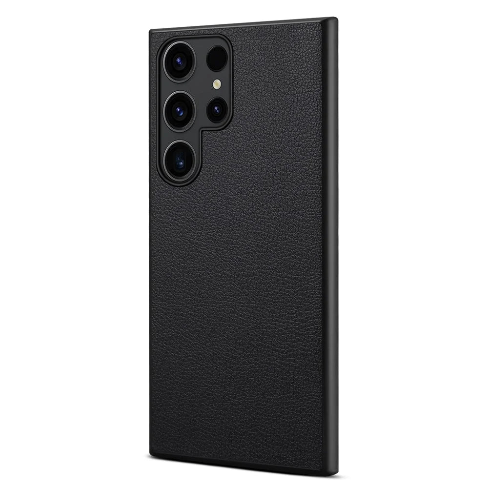 For Samsung Galaxy S24 Ultra Cell Phone Case Calf Texture Anti-fall PC+TPU+PU Leather Shell - Black - 3
