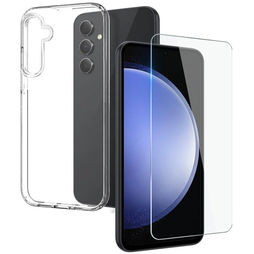 NORTHJO For Samsung Galaxy S23 FE TPU Phone Case with Tempered Glass Film - Transparent - 1
