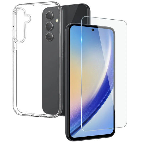 NORTHJO For Samsung Galaxy A55 5G TPU Case Phone Cover with Tempered Glass Film - Transparent - 1