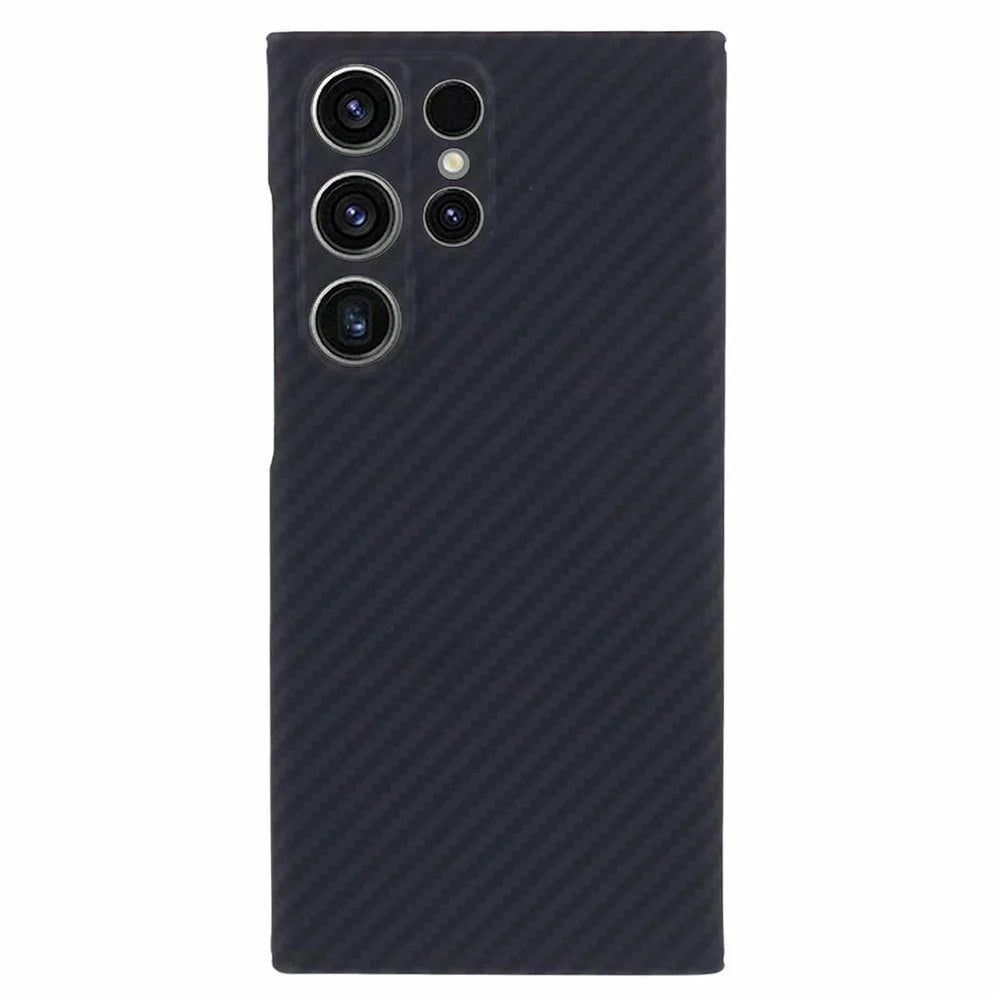 Aramid Fiber Case for Samsung Galaxy S24 Ultra Slim 1500D Carbon Fiber Texture Phone Cover, Black - 1