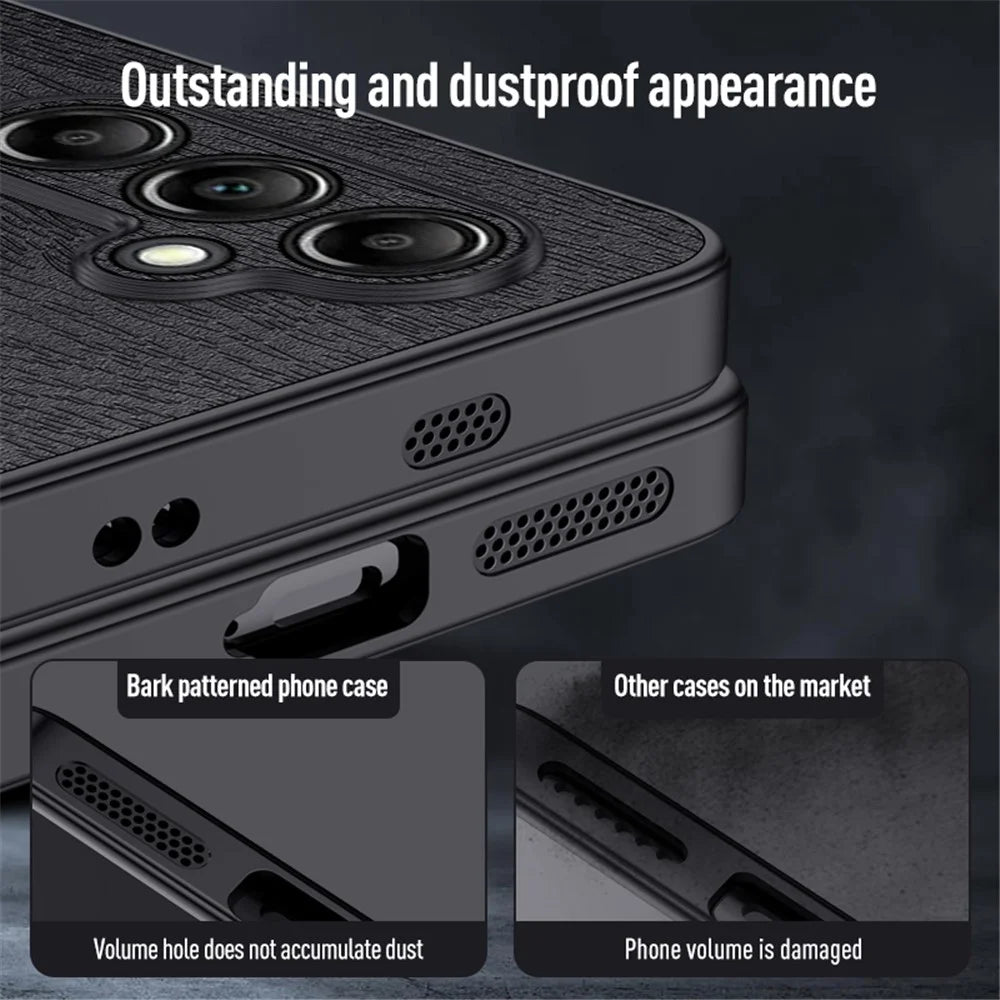 For Samsung Galaxy A15 5G Cellphone Case Wood Grain PC+TPU+PU Back Protector Cover - Black - 7