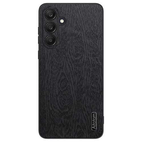 Back Shell for Samsung Galaxy A25 5G (Global) (161.0 x 76.5 x 8.3mm) Cover Wood Grain PU+PC+TPU Cell Phone Case - Black - 1