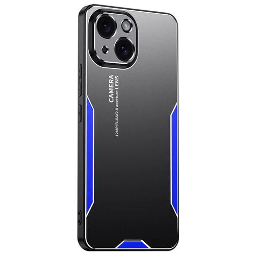 For iPhone 15 Plus Case Aluminium Alloy+TPU+PC Matte Finish Smart Phone Cover - Blue - 1