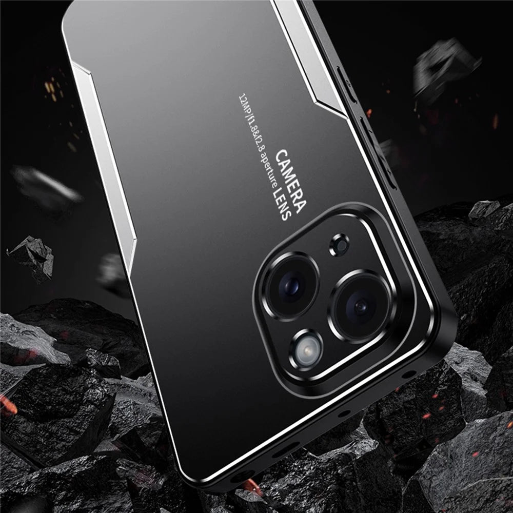 For iPhone 15 Plus Case Aluminium Alloy+TPU+PC Matte Finish Smart Phone Cover - Blue - 2