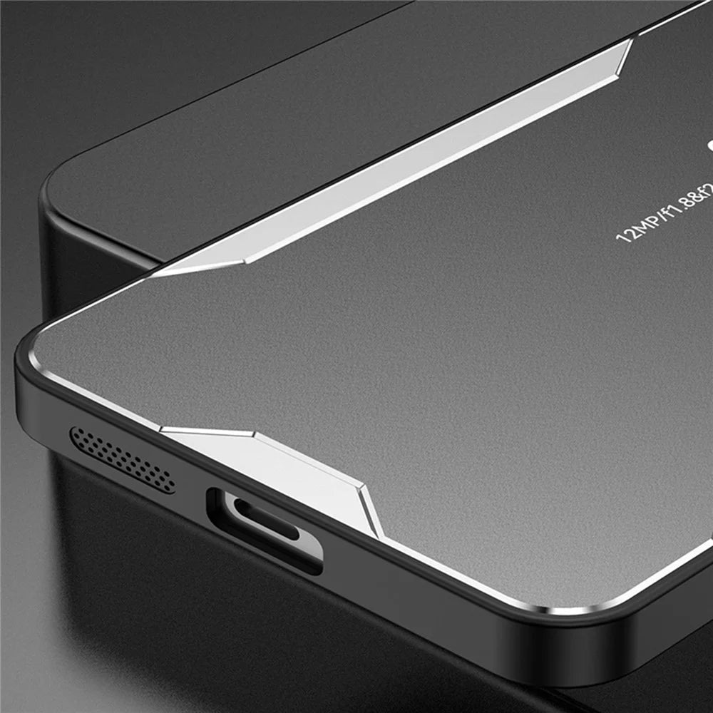 For iPhone 15 Plus Case Aluminium Alloy+TPU+PC Matte Finish Smart Phone Cover - Blue - 4