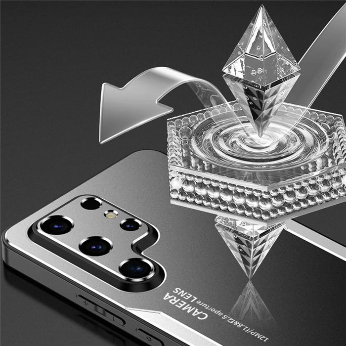 For Samsung Galaxy S24 Ultra Matte Case Scratch-proof Aluminium Alloy+TPU+PC Phone Back Shell - Silver - 3