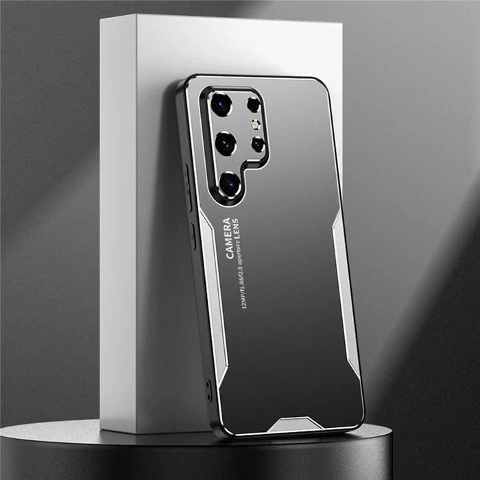 For Samsung Galaxy S24 Ultra Matte Case Scratch-proof Aluminium Alloy+TPU+PC Phone Back Shell - Silver - 5