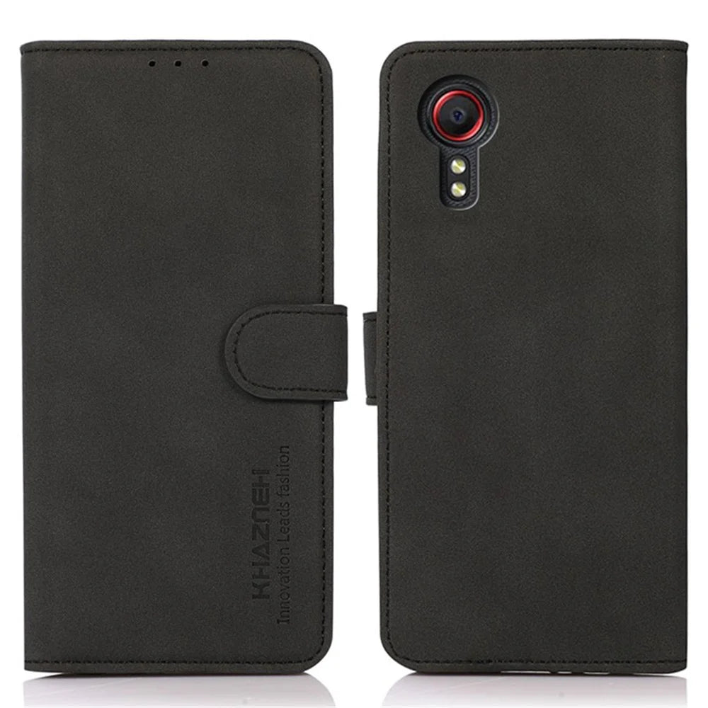KHAZNEH For Samsung Galaxy Xcover7 Wallet Case Stand Leather Phone Cover - Black - 1