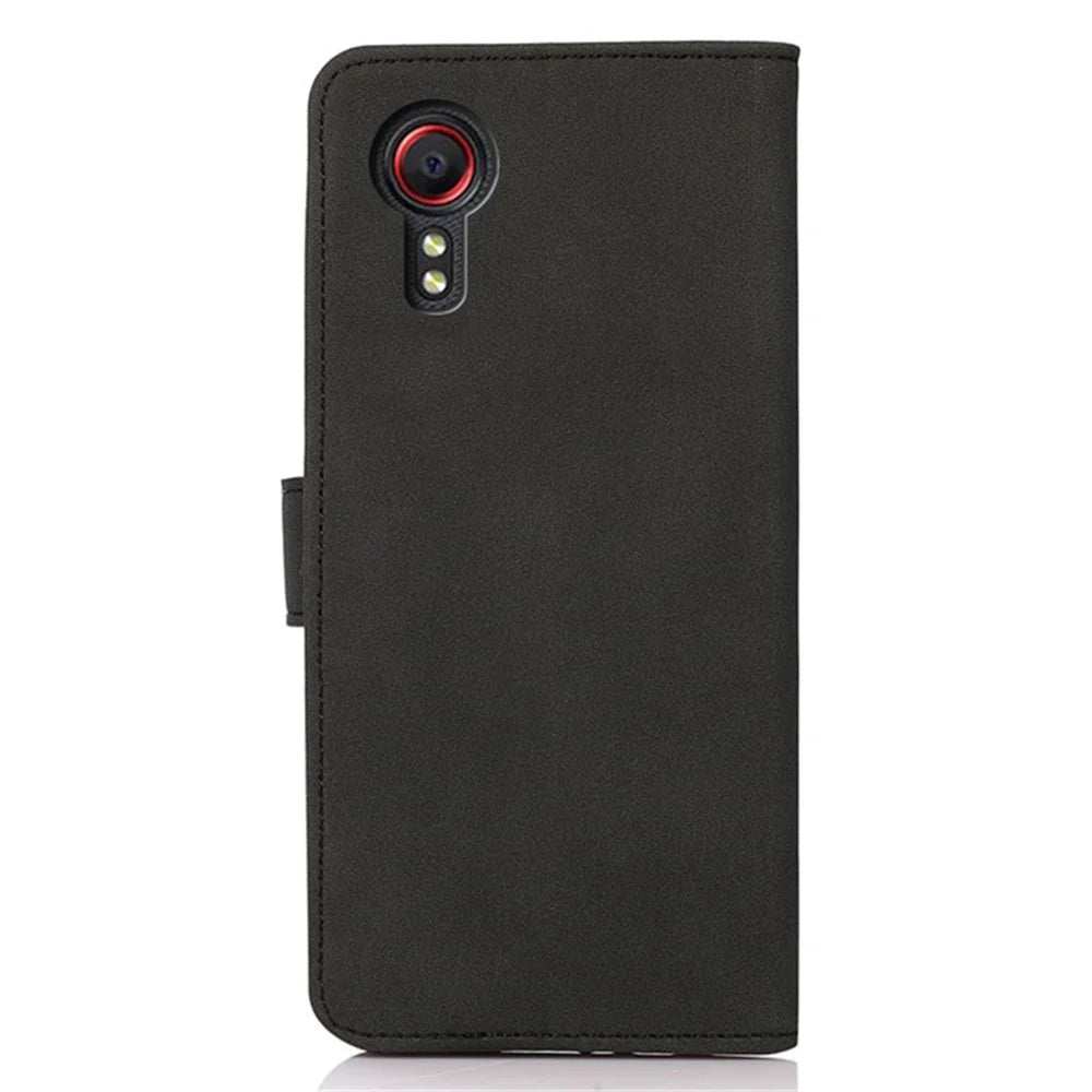 KHAZNEH For Samsung Galaxy Xcover7 Wallet Case Stand Leather Phone Cover - Black - 7