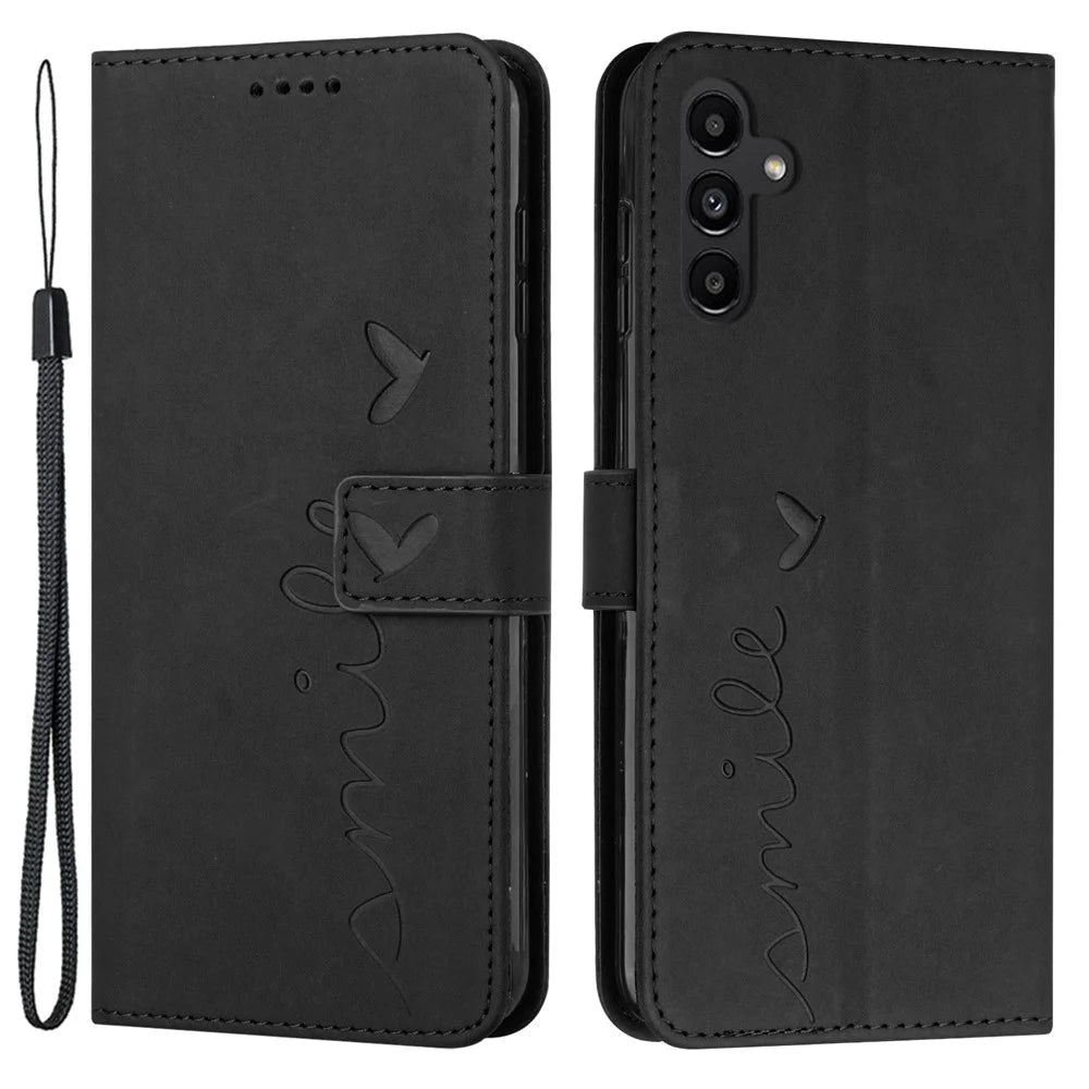 For Samsung Galaxy A55 5G Magnetic Phone Case Skin-touch PU Leather Wallet Cover - Black - 1