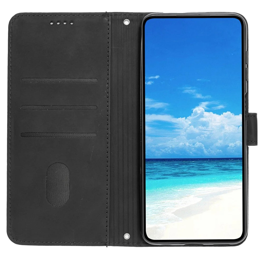 For Samsung Galaxy A55 5G Magnetic Phone Case Skin-touch PU Leather Wallet Cover - Black - 2
