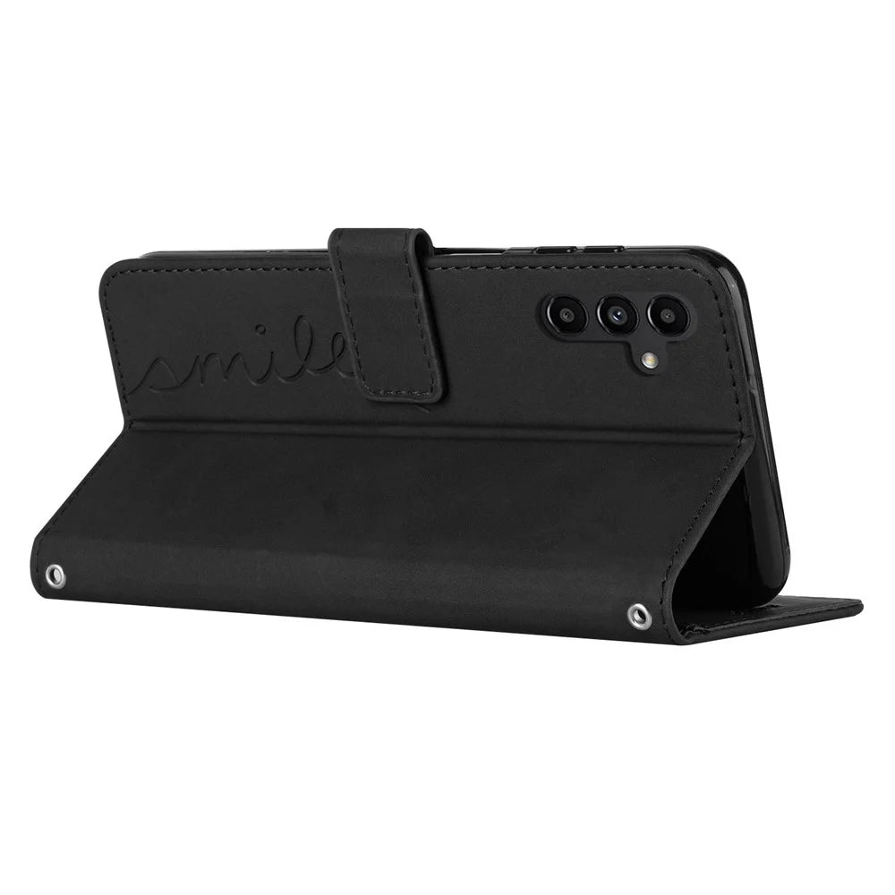 For Samsung Galaxy A35 5G Skin-touch PU Leather+TPU Wallet Cover Magnetic Cell Phone Case - Black - 3