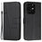 Leather Wallet Case for itel A70 Phone Stand Cover Calf Texture - Black - 1