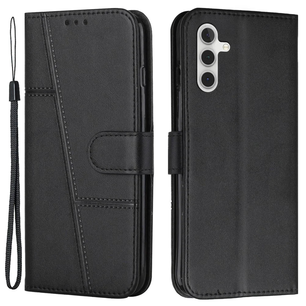 Phone Case for Samsung Galaxy A35 5G Wallet Stand Flip PU Leather Phone Cover - Black - 1