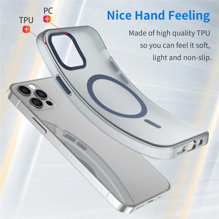 For iPhone 12 Pro Max 6.7 inch Magnetic Case Translucent Matte TPU + PC Phone Cover Compatible with MagSafe - Dark Blue - 2