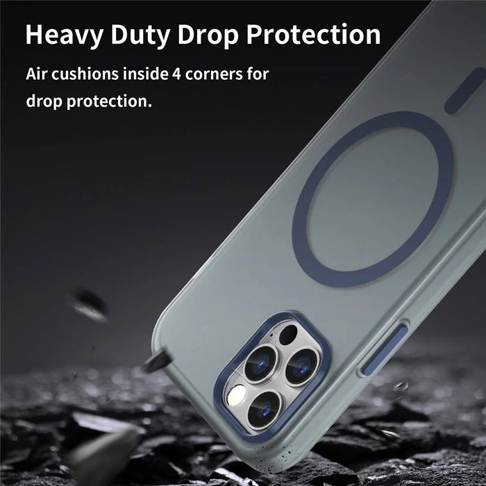 For iPhone 12 Pro Max 6.7 inch Magnetic Case Translucent Matte TPU + PC Phone Cover Compatible with MagSafe - Dark Blue - 7