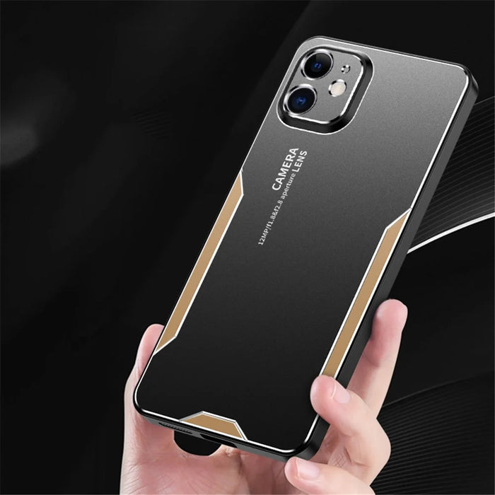 For iPhone 11 Hard Shell Phone Case Anti-Fingerprint Matte Aluminum Alloy Cover - Gold - 4
