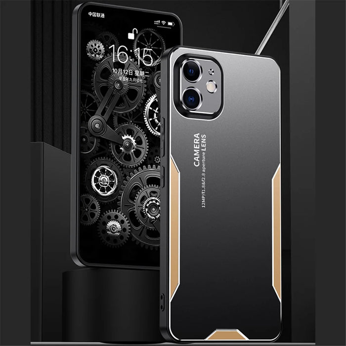 For iPhone 11 Hard Shell Phone Case Anti-Fingerprint Matte Aluminum Alloy Cover - Gold - 6