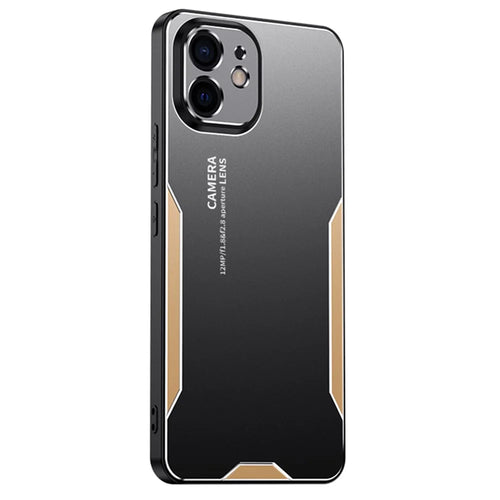 For iPhone 12 Phone Case Aluminum Alloy+PC+TPU Military Grade Shockproof Cover - Gold - 1