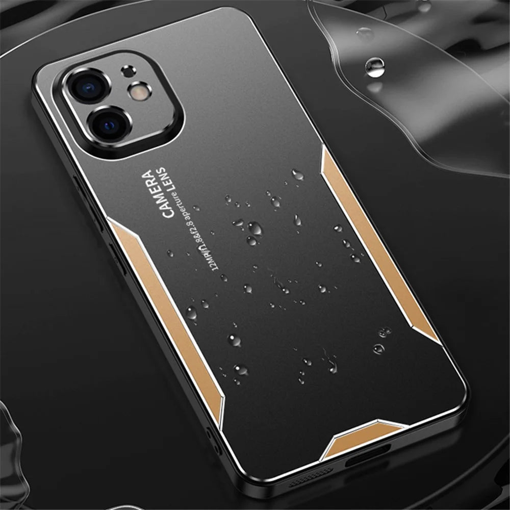 For iPhone 12 Phone Case Aluminum Alloy+PC+TPU Military Grade Shockproof Cover - Gold - 2