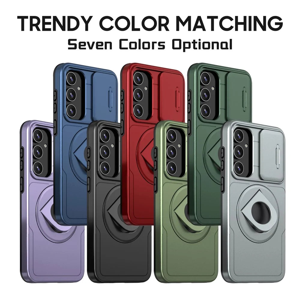 For Samsung Galaxy S23 FE Case PC+TPU+N52 Magnet Phone Protective Shell Magnetic Case - Green - 7