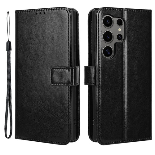 For Samsung Galaxy S24 Ultra Phone Leather Case Protective Cover with Wallet Stand - Black - 1