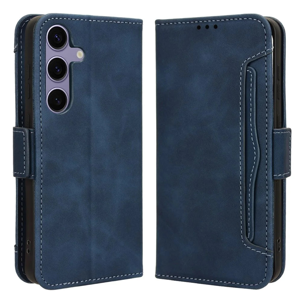For Samsung Galaxy S24+ Multiple Card Slots Leather Case with Wallet Stand - Blue - 1