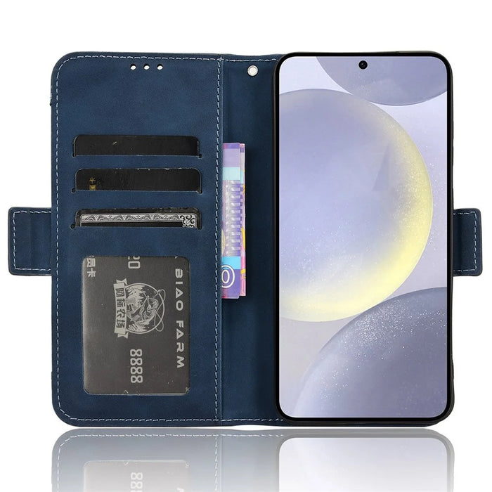 For Samsung Galaxy S24+ Multiple Card Slots Leather Case with Wallet Stand - Blue - 3