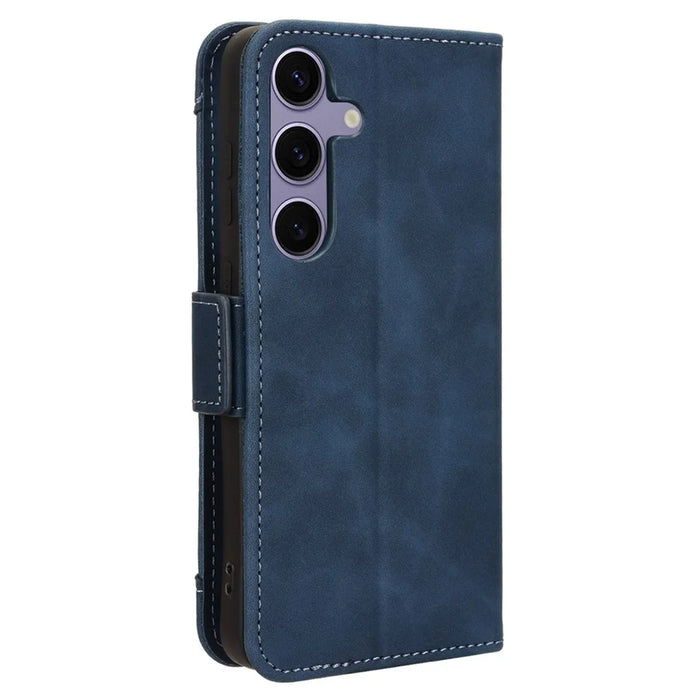 For Samsung Galaxy S24+ Multiple Card Slots Leather Case with Wallet Stand - Blue - 7