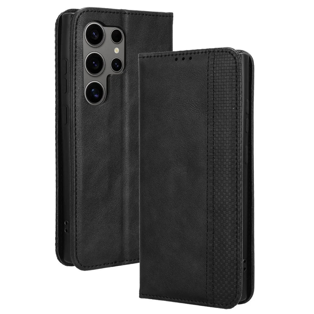 For Samsung Galaxy S24 Ultra PU Leather Case Flip Phone Wallet Cover - Black - 1