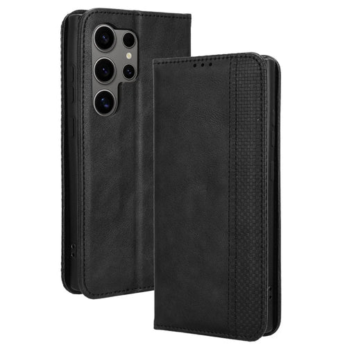 For Samsung Galaxy S24 Ultra PU Leather Case Flip Phone Wallet Cover - Black - 1