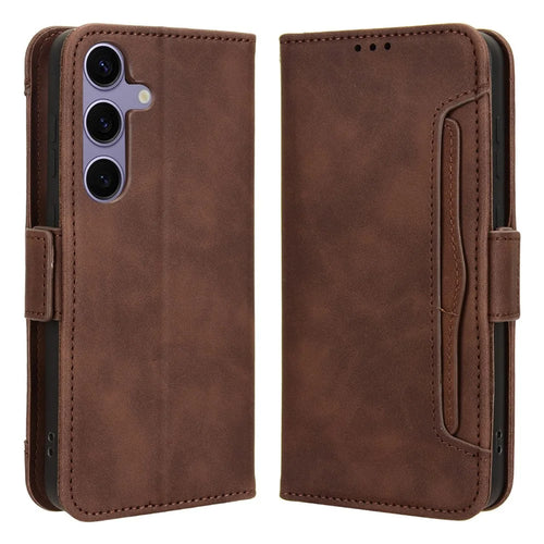 For Samsung Galaxy S24 Leather Phone Case Stand Multiple Card Slots - Brown - 1