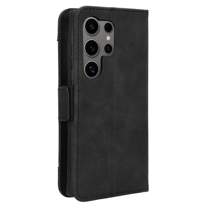 For Samsung Galaxy S24 Ultra Leather Case Multiple Card Slots Wallet Phone Cover - Black - 7