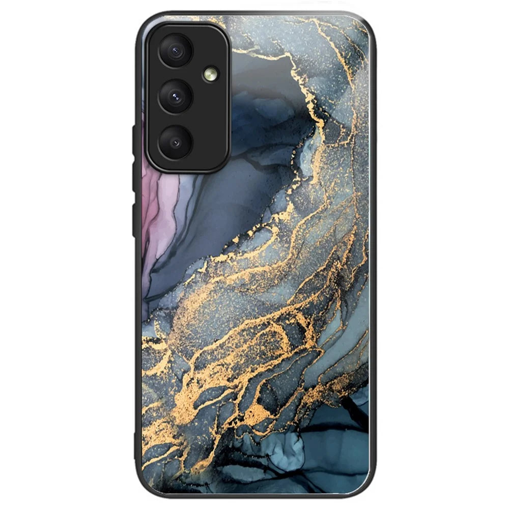 For Samsung Galaxy A35 5G Tempered Glass Back Phone Case Marble Pattern Printing - Style G - 1